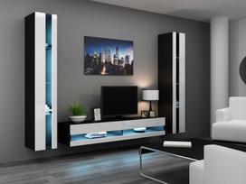 40 tv stovas - Cama Meble Vigo New 180 TV Stand Black/White Gloss - 3 nuotrauka