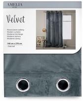 AmeliaHome Velvet Curtains Charcoal 140x270cm
