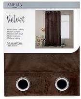AmeliaHome Velvet Curtains Dark Brown 140x270cm