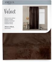 AmeliaHome Velvet Pleat Curtains Dark Brown 140x270cm