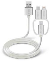 usb c pakrovejas 2m - SBS 3 in 1 Charging Cable 1.2m White - 1 nuotrauka