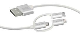 usb c pakrovejas 2m - SBS 3 in 1 Charging Cable 1.2m White - 2 nuotrauka