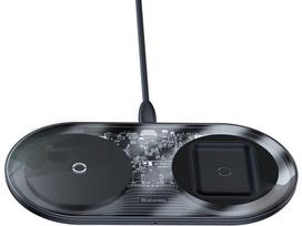 wireless charger baseus - Baseus Simple 2in1 Wireless Charger WXJK Transparent/Black - 2 nuotrauka