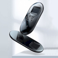 wireless charger baseus - Baseus Simple 2in1 Wireless Charger WXJK Transparent/Black - 10 nuotrauka