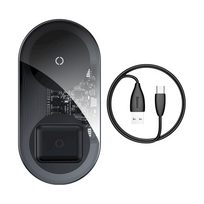 wireless charger baseus - Baseus Simple 2in1 Wireless Charger WXJK Transparent/Black - 18 nuotrauka
