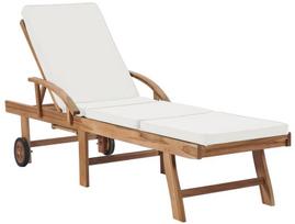 Gultas VLX Sun Lounger 48022, kreminės spalvos/medžio, 195 cm x 59.5 cm x 35 cm