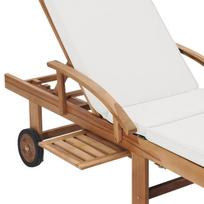 ciuzinys 195 - Gultas VLX Sun Lounger 48022, kreminės spalvos/medžio, 195 cm x 59.5 cm x 35 cm - 2 nuotrauka