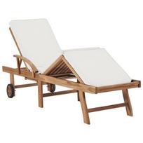 ciuzinys 195 - Gultas VLX Sun Lounger 48022, kreminės spalvos/medžio, 195 cm x 59.5 cm x 35 cm - 3 nuotrauka