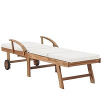 ciuzinys 195 - Gultas VLX Sun Lounger 48022, kreminės spalvos/medžio, 195 cm x 59.5 cm x 35 cm - 4 nuotrauka