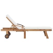 ciuzinys 195 - Gultas VLX Sun Lounger 48022, kreminės spalvos/medžio, 195 cm x 59.5 cm x 35 cm - 5 nuotrauka