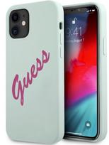iphone 12 mini deklas - Guess "GUHCP12SLSVSBF Silicone Vintage Fuschia Script Cover iPhone 12 mini" - 1 nuotrauka