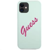 iphone 12 mini deklas - Guess "GUHCP12SLSVSBF Silicone Vintage Fuschia Script Cover iPhone 12 mini" - 3 nuotrauka