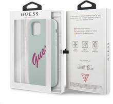 iphone 12 mini deklas - Guess "GUHCP12SLSVSBF Silicone Vintage Fuschia Script Cover iPhone 12 mini" - 5 nuotrauka