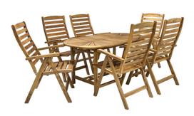 Home4you Finlay Extendable Table And 6 Chairs Set Acacia