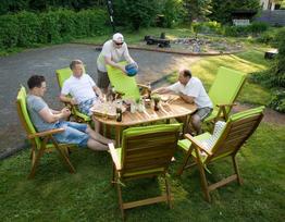 baldai kedes - Home4you Finlay Extendable Table And 6 Chairs Set Acacia - 2 nuotrauka