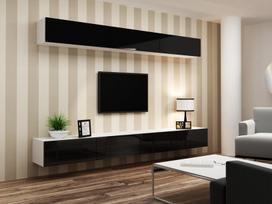 40 tv stovas - Cama Meble Vigo 140 TV Stand White/Black Gloss - 8 nuotrauka