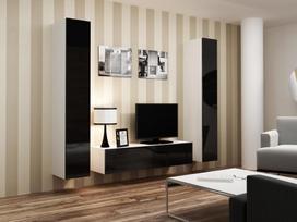 40 tv stovas - Cama Meble Vigo 140 TV Stand White/Black Gloss - 9 nuotrauka