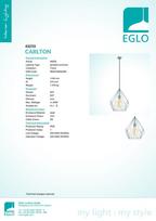 pakabiname sviestuvai sietynai - Pakabinamas šviestuvas Eglo Carlton 49259, 1 x 60 W, E27 - 4 nuotrauka