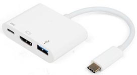 hdmi kabelis baltas - Vivanco Adapter USB Type-C to HDMI 3in1 White 34293 - 1 nuotrauka