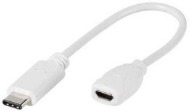 usb type c to usb b - Vivanco Cable USB Type-C to Micro USB 2.0 White 10cm 45285 - 1 nuotrauka