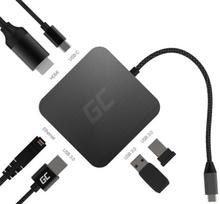 usb c ilgintuvas - Green Cell Docking Station 6-port Hub Black - 2 nuotrauka