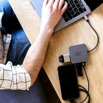 usb c ilgintuvas - Green Cell Docking Station 6-port Hub Black - 6 nuotrauka