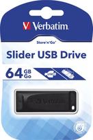 64gb usb - Verbatim Store 'n' Go Slider 64 Black (Juodas) - 4 nuotrauka