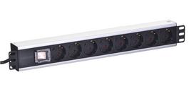 power cord, - Intellinet Surge Strip Rack 19'' 230V/10A 8xEURO 3m Black - 3 nuotrauka
