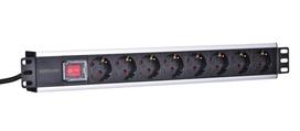power cord, - Intellinet Surge Strip Rack 19'' 230V/10A 8xEURO 3m Black - 4 nuotrauka