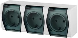 kistukiniai lizdai senukai - Kištukinis lizdas trivietis Elektro-Plast Hermes 2 01026-01, baltos / pilkos spalvos - 1 nuotrauka