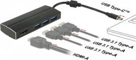 hdmi type c laidas - Delock USB Type-C 3.1 To 3x USB 3.0 + HDMI Adapter - 2 nuotrauka