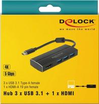 hdmi type c laidas - Delock USB Type-C 3.1 To 3x USB 3.0 + HDMI Adapter - 3 nuotrauka