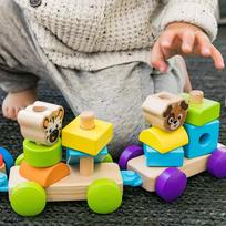 traukinukas - HAPE stumdomas žaislas Medinis traukinukas, 800809 - 6 nuotrauka