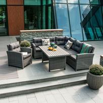 lauko stalai senukai - Home4you Pavia Corner Sofa And Table Set Dark Grey - 2 nuotrauka