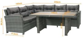 lauko stalai senukai - Home4you Pavia Corner Sofa And Table Set Dark Grey - 3 nuotrauka