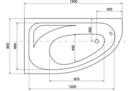 wacom - Besco Piramida Cornea Bath Left White 140x80x55cm - 3 nuotrauka