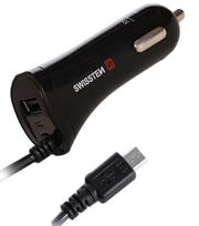 Swissten Premium USB/Micro USB Car Charger 60cm Black