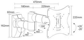 lcd stovas - Maclean Wall Mount For TV 23-42'' Silver - 2 nuotrauka