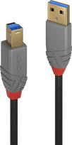 kabelis usb type a to type b - Lindy Anthra Line USB A To USB B Cable 2m Black - 2 nuotrauka