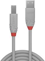 kabelis usb type a to type b - Lindy Anthra Line USB 2.0 A To USB 2.0 B Cable 5m Grey - 1 nuotrauka