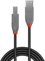 kabelis usb type a to type b - Lindy Anthra Line USB 2.0 A To USB 2.0 B Cable 2m Black - 1 nuotrauka