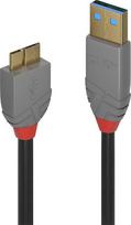 usb a to usb b 3 0 cable - Lindy Anthra Line USB 3.0 A To Micro USB B Cable 3m Black - 2 nuotrauka