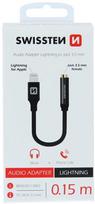 3.5 mm to 3.5 mm kabelis - Swissten Apple Lightning To 3.5mm Jack Audio Adapter 15cm Black - 2 nuotrauka