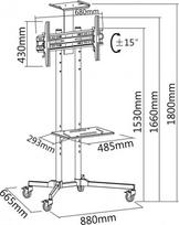 led floor - Sbox FS-401 Floor Trolley LED TV Stand Black (Juodas) - 2 nuotrauka