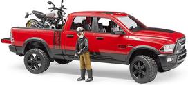 modeliukai dodge - Žaislinis automobilis Bruder Ram 2500 Power Wagon With Ducati Scrambler Desert Sled & Driver 02502, raudona - 5 nuotrauka