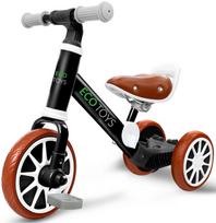 triratukai balansiniai - Balansinis dviratis su pedalais ir šoniniai ratai EcoToys 3in1,juodas - 1 nuotrauka