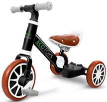 triratukai balansiniai - Balansinis dviratis su pedalais ir šoniniai ratai EcoToys 3in1,juodas - 2 nuotrauka