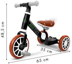 triratukai balansiniai - Balansinis dviratis su pedalais ir šoniniai ratai EcoToys 3in1,juodas - 4 nuotrauka