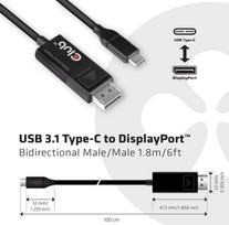 usb c to displayport 1.4 kabelis - Club 3D USB Type C Cable To DP 1.4 8K60Hz M/M 1.8m Black - 4 nuotrauka