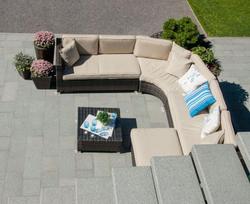 lauko sofa lauko baldu komplektas - Home4you Dawson Garden Furniture Kit Dark Brown - 3 nuotrauka